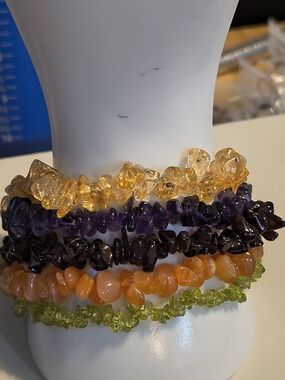 Vintage Sterling Silver & Natural Multi-Gemstone Bracelet